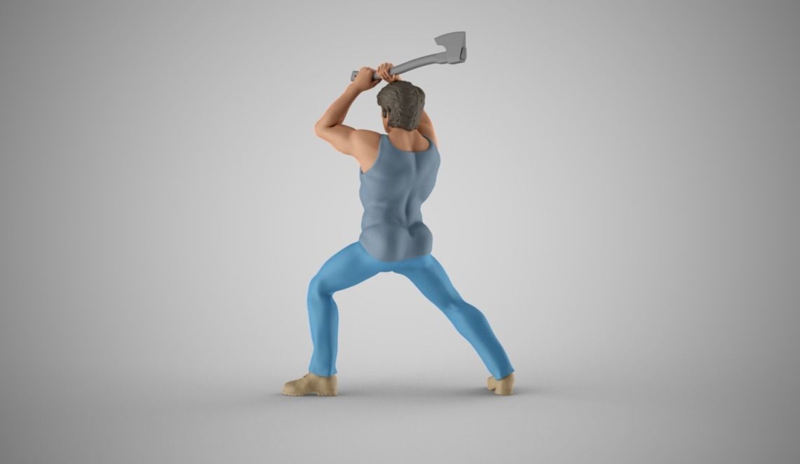 Man Chopping Wood 3D print model_10