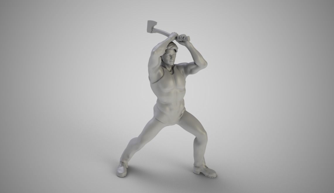 Man Chopping Wood 3D print model_1