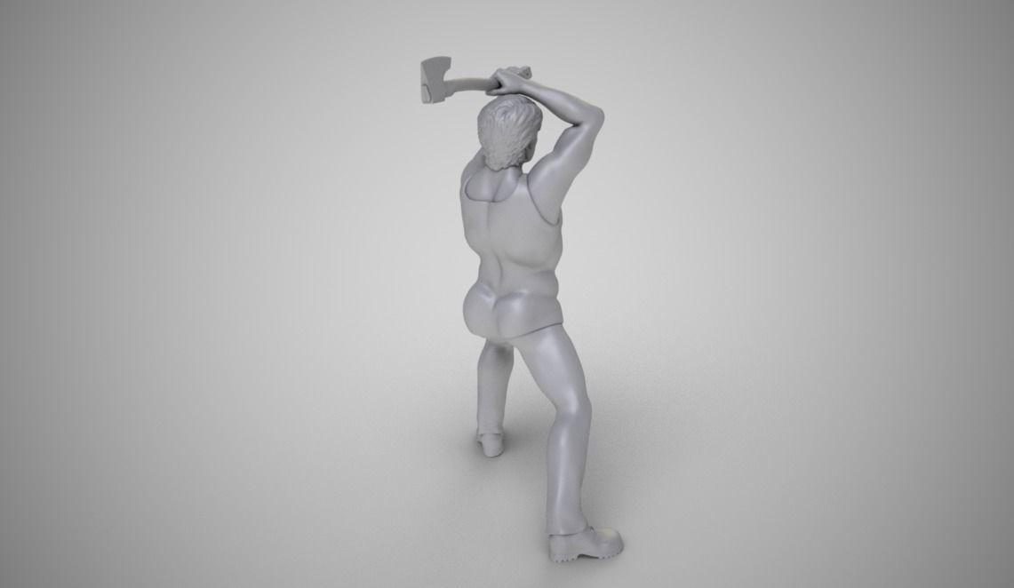 Man Chopping Wood 3D print model_2