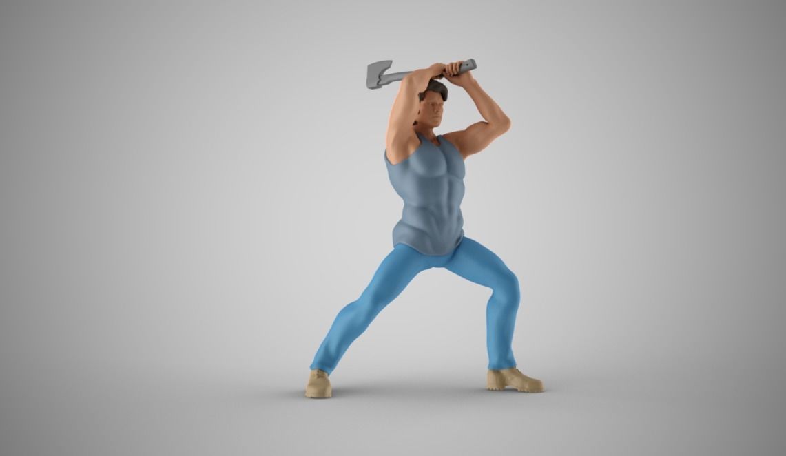 Man Chopping Wood 3D print model_6