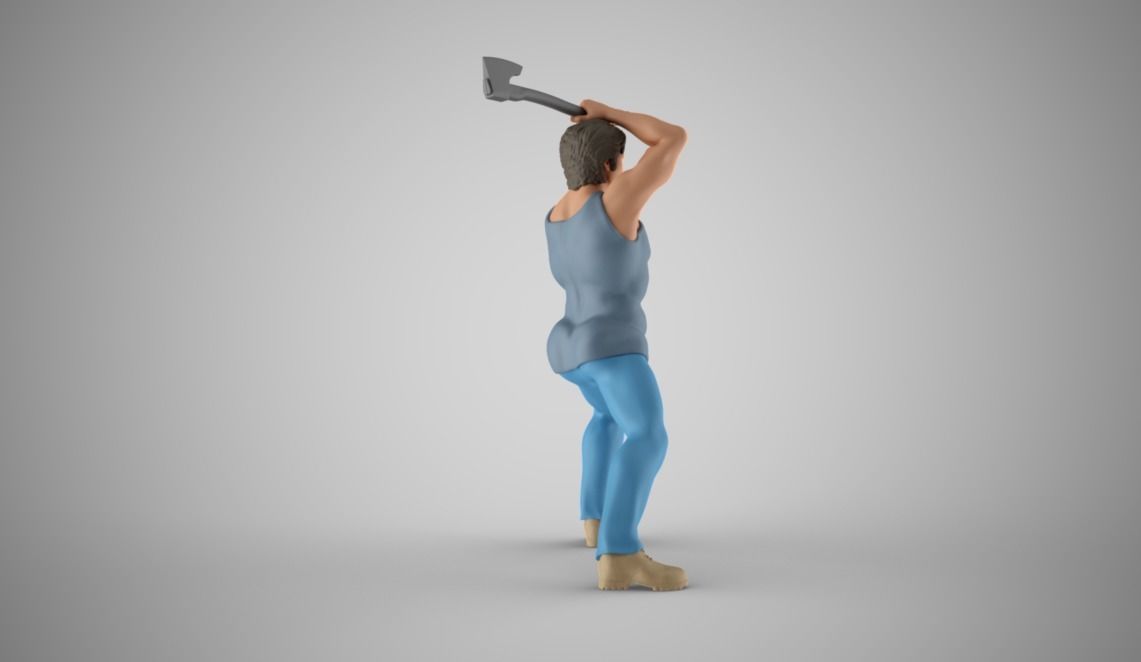 Man Chopping Wood 3D print model_8