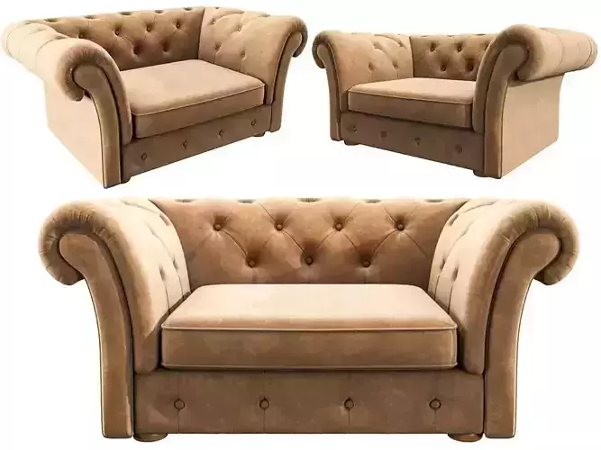 Cranbrook Chesterfield LoveSeat 3D model