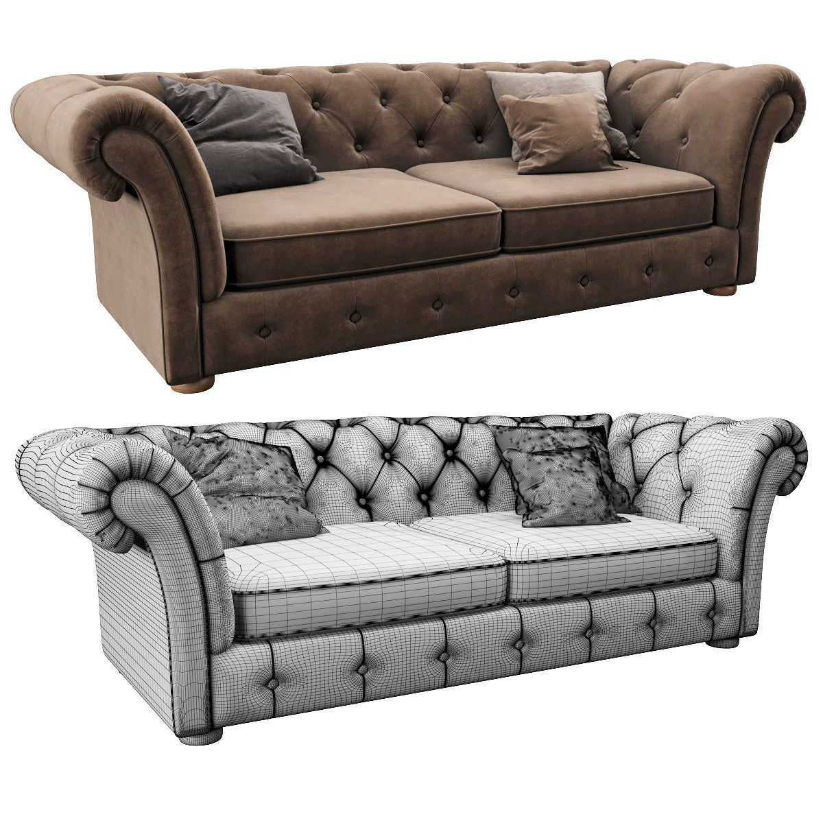 Cranbrook Chesterfield 3 Seater 3D model_3