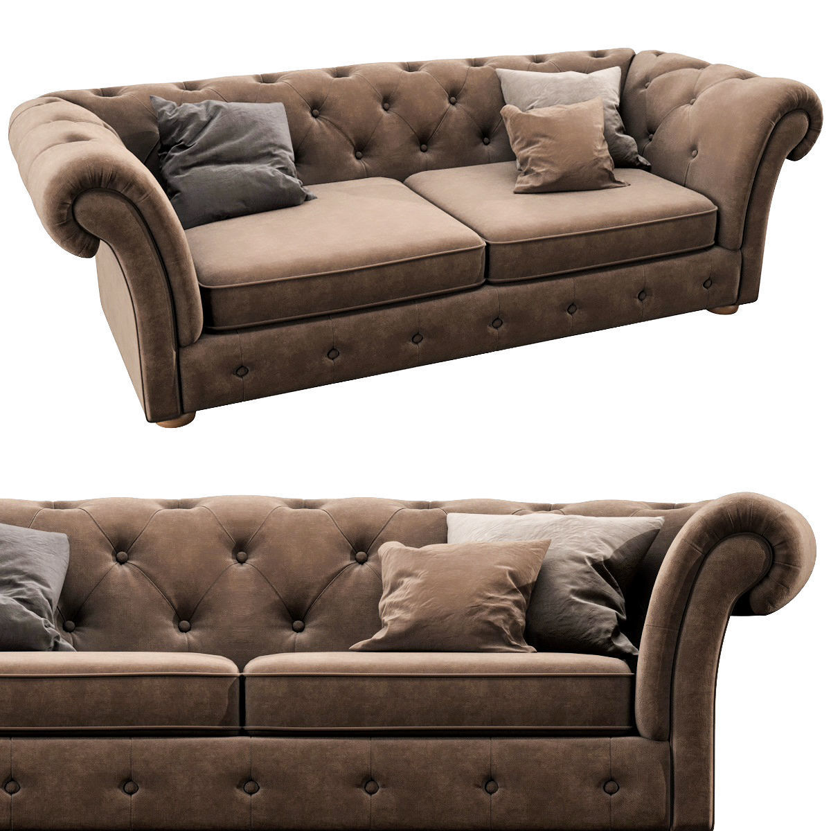 Cranbrook Chesterfield 3 Seater 3D model_2