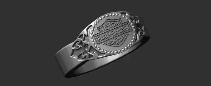 Harley Davidson engraved Ring 3D print model