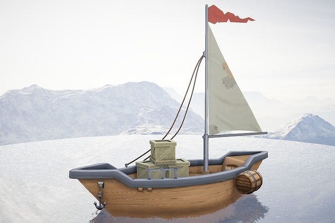 Sailboat Hand-Painted Low-poly 3D model