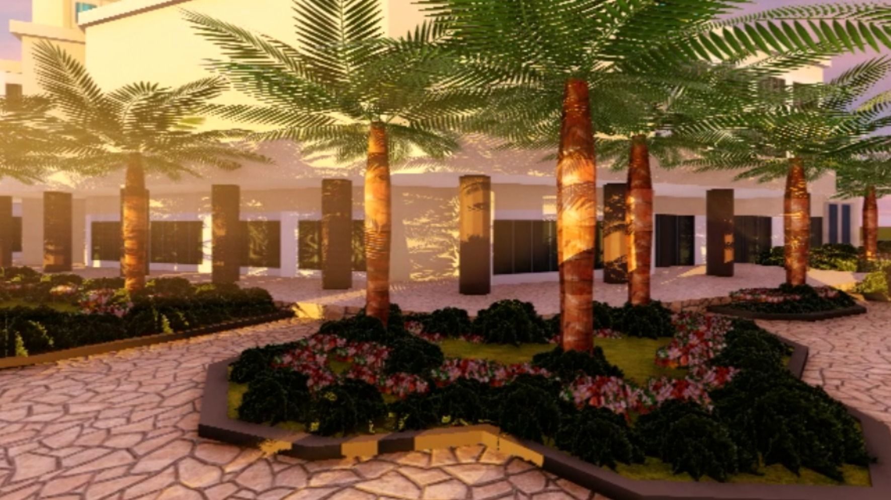 Hotel with Swimming Pool Exterior 3D model_4