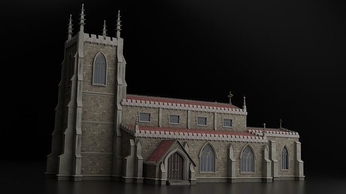Medieval Gothic Church Low-poly 3D model