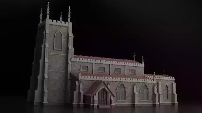 Medieval Gothic Church Low-poly 3D model