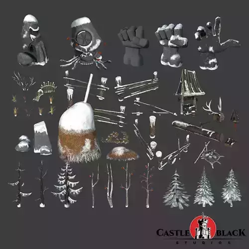Snow Environment Assets Low-poly 3D model