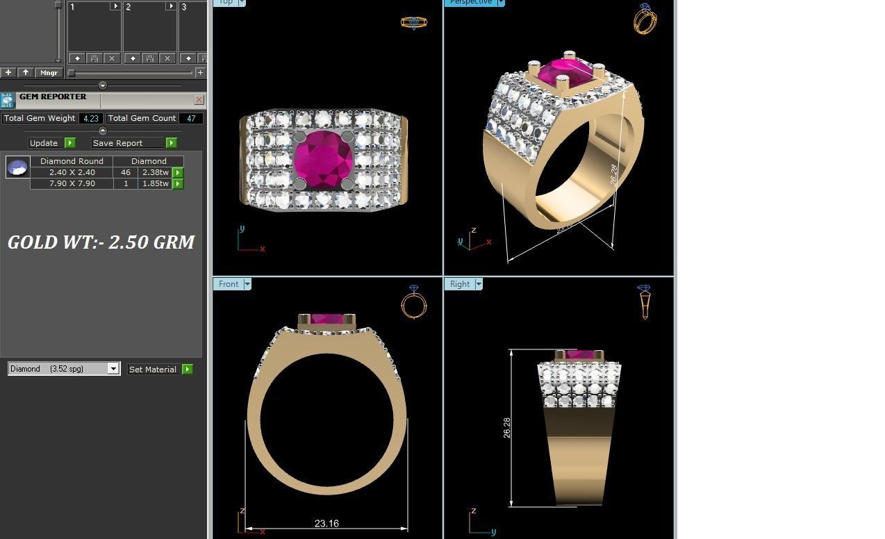 Gents Ring 3dm render detail 3D print model_8