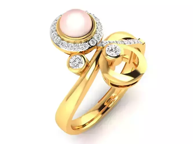 Women Pearl Ring 3dm render detail