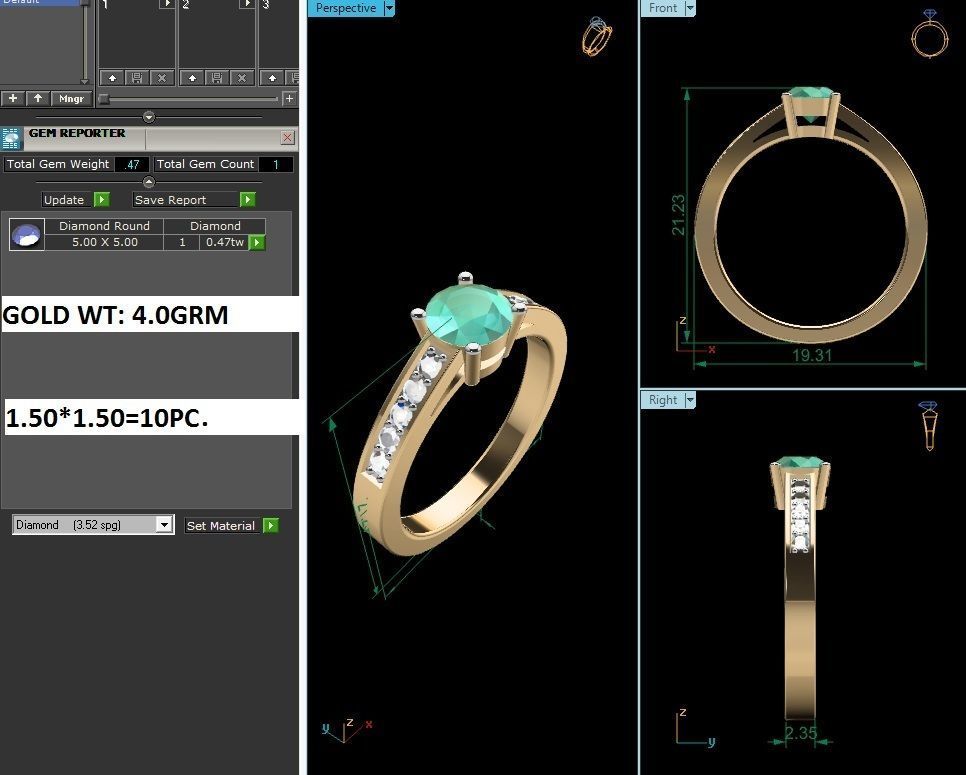 Women Ring 3dm render detail 3D print model_4