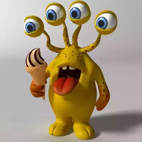 Cartoon Yellow Monster Rigged Low-poly 3D model