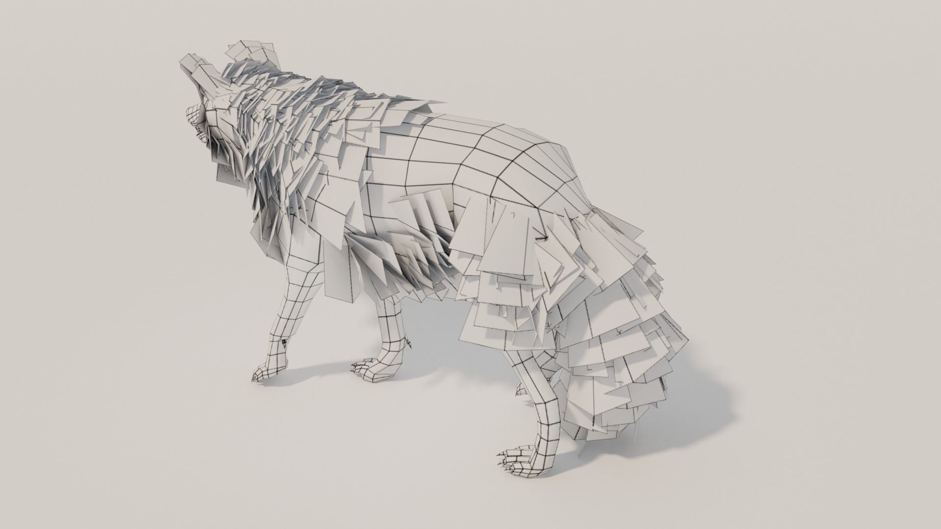 Brown Wolf Animated game ready with fur Low-poly 3D model_5