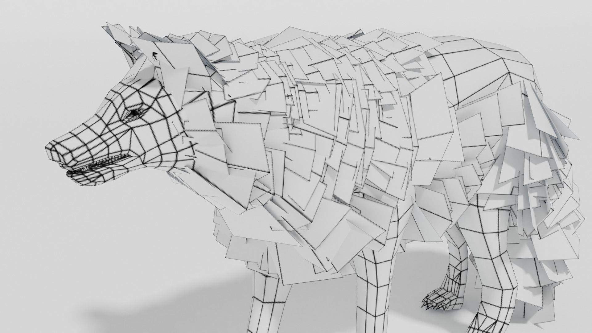 Brown Wolf Animated game ready with fur Low-poly 3D model_21