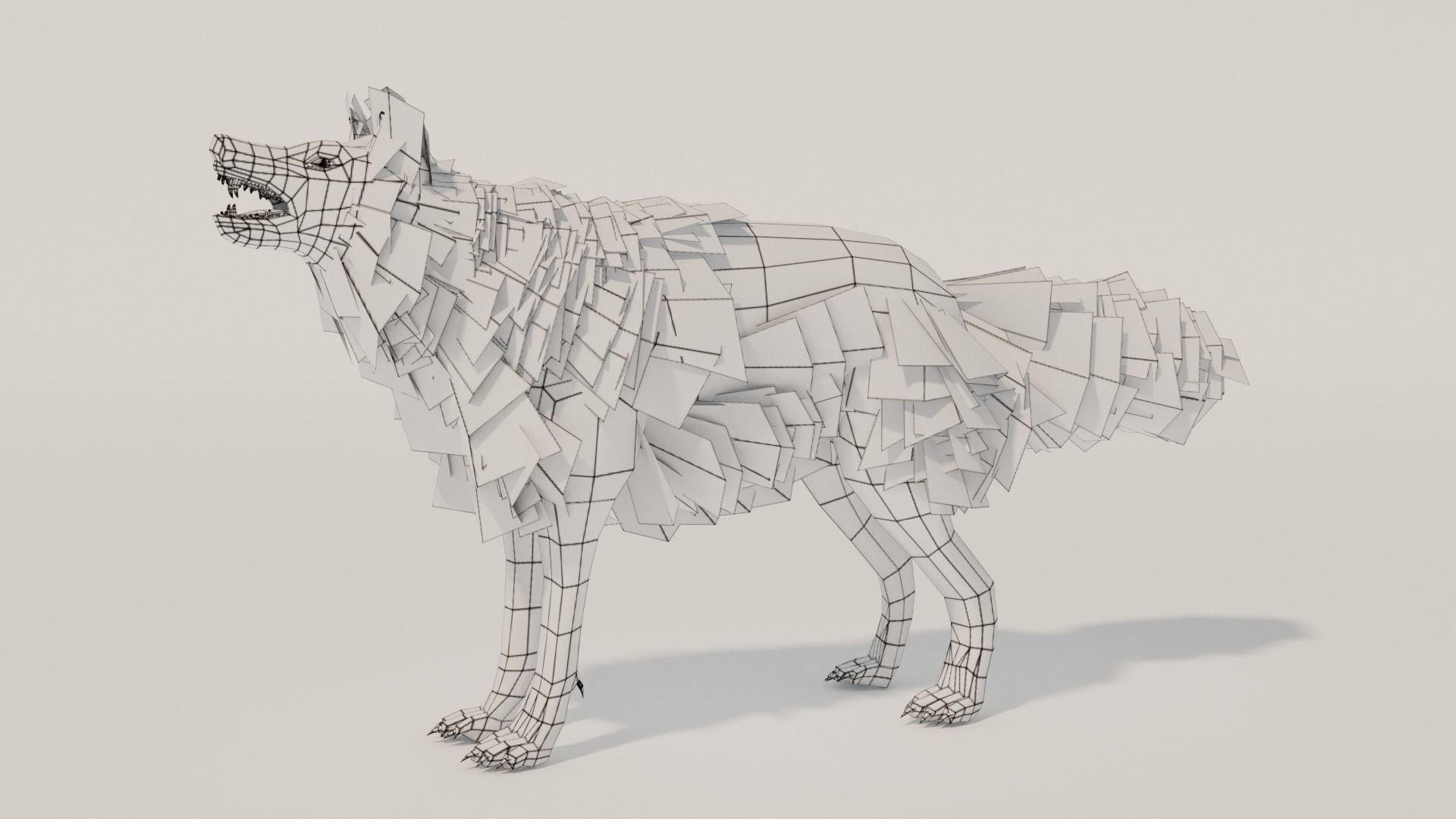 Brown Wolf Animated game ready with fur Low-poly 3D model_17