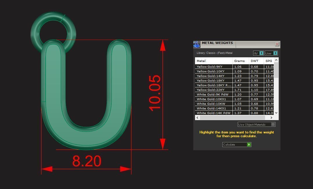 Alphabet letter j charm in gold 3D print model_63