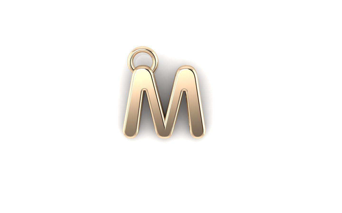 Alphabet letter j charm in gold 3D print model_38