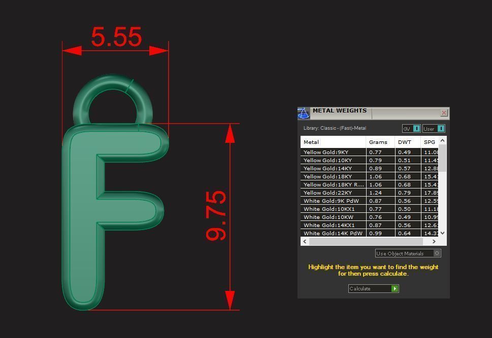 Alphabet letter j charm in gold 3D print model_18