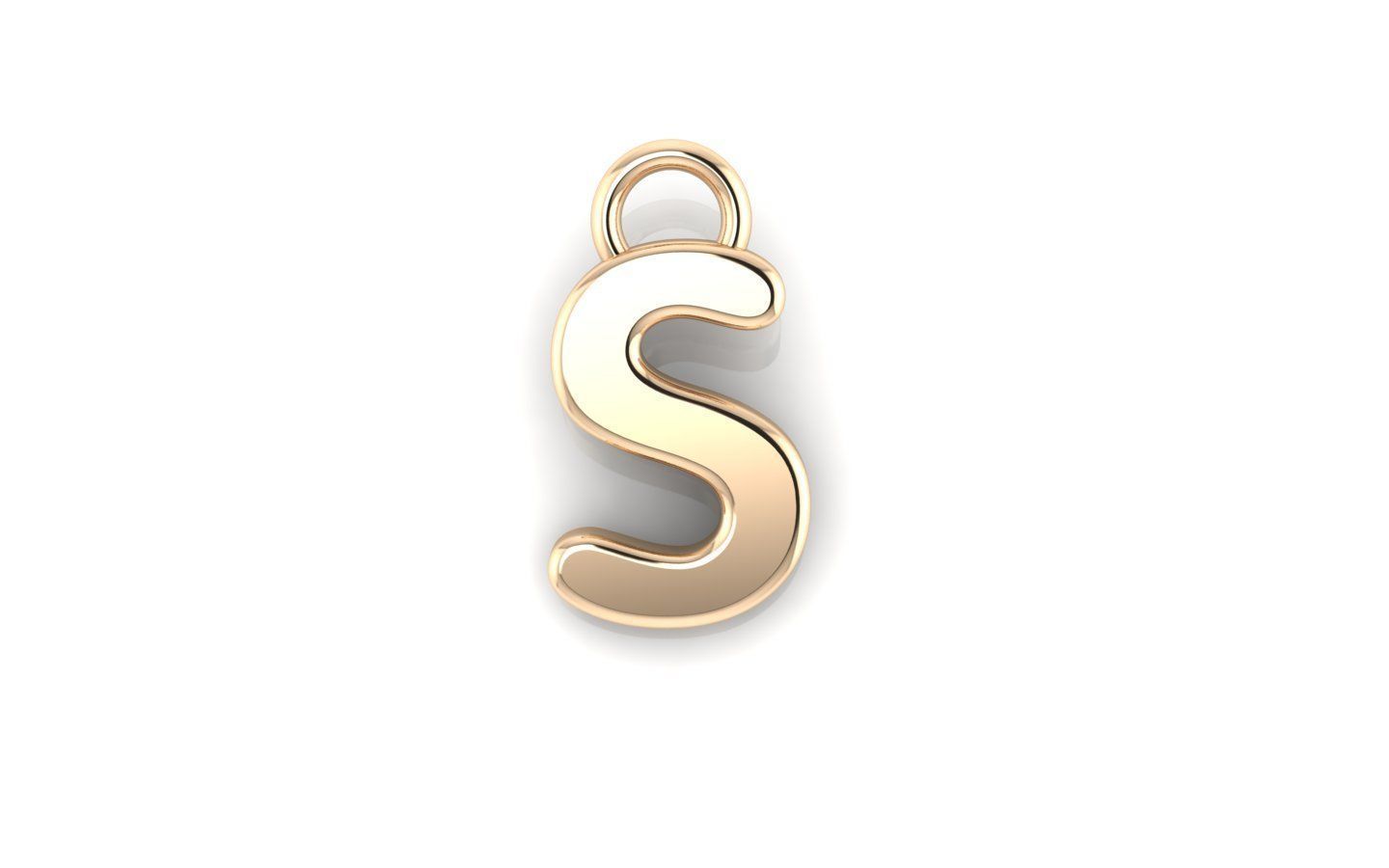Alphabet letter j charm in gold 3D print model_56