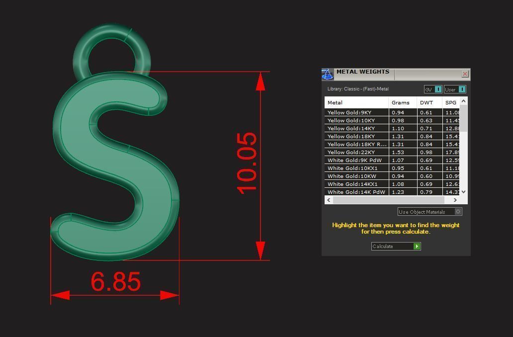 Alphabet letter j charm in gold 3D print model_57