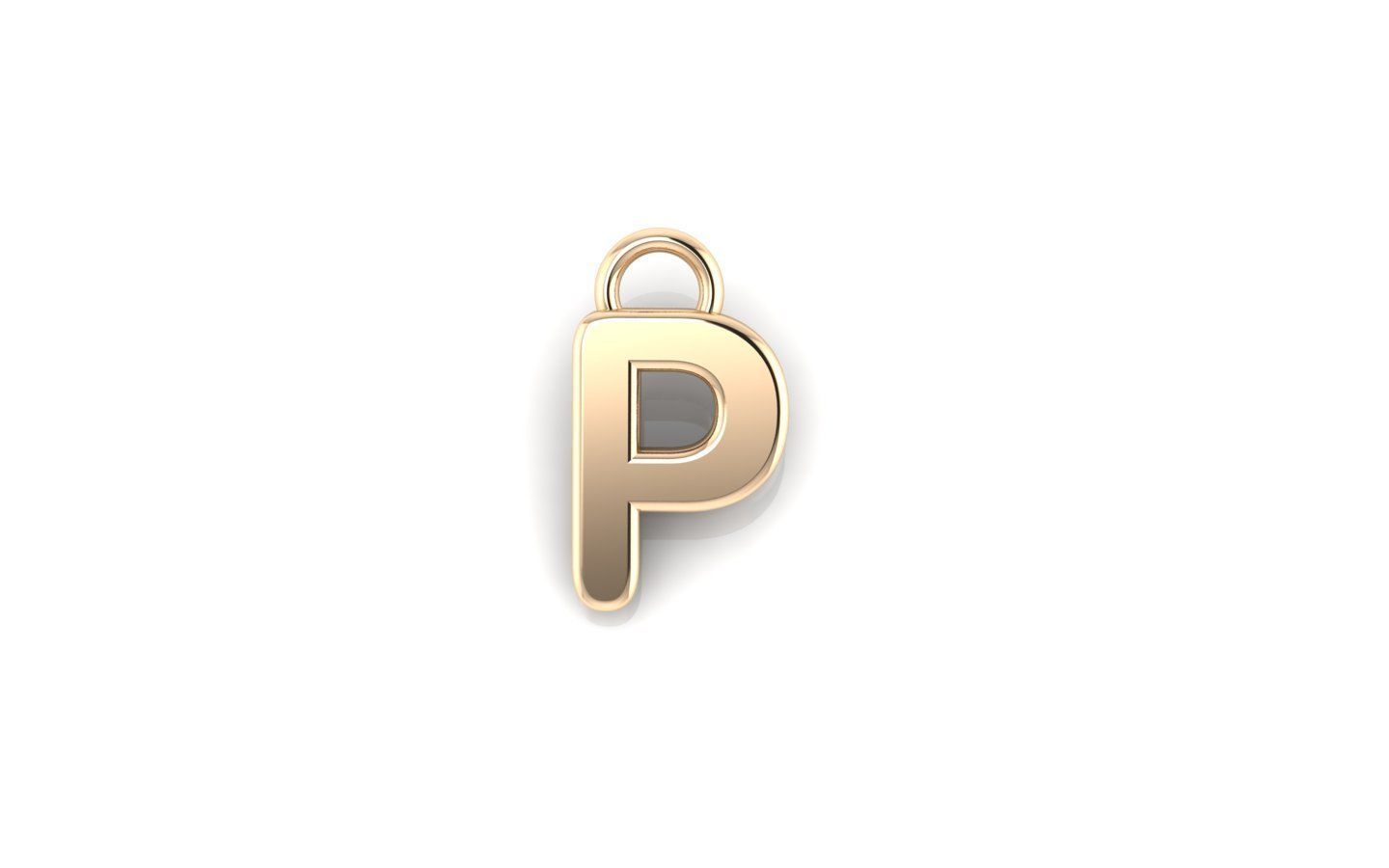 Alphabet letter j charm in gold 3D print model_47