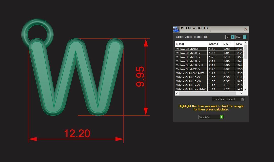 Alphabet letter j charm in gold 3D print model_69
