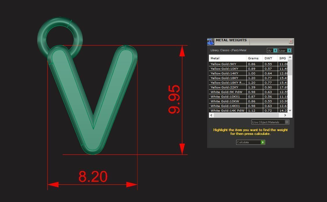 Alphabet letter j charm in gold 3D print model_66