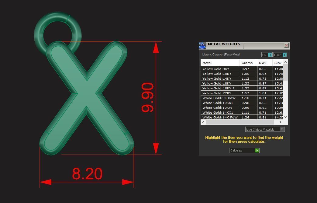 Alphabet letter j charm in gold 3D print model_72