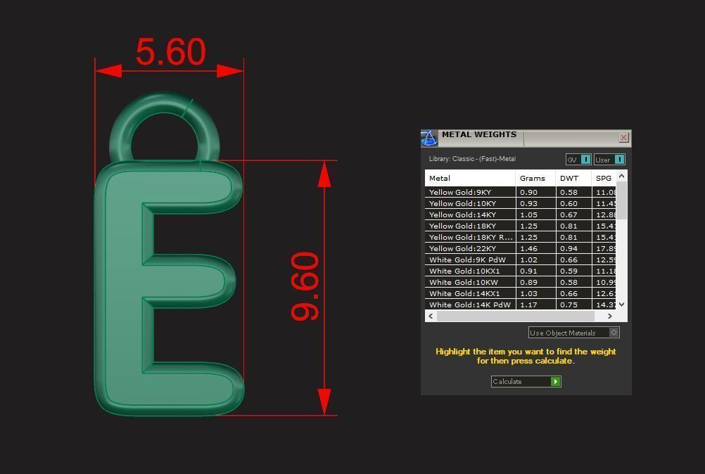 Alphabet letter j charm in gold 3D print model_15