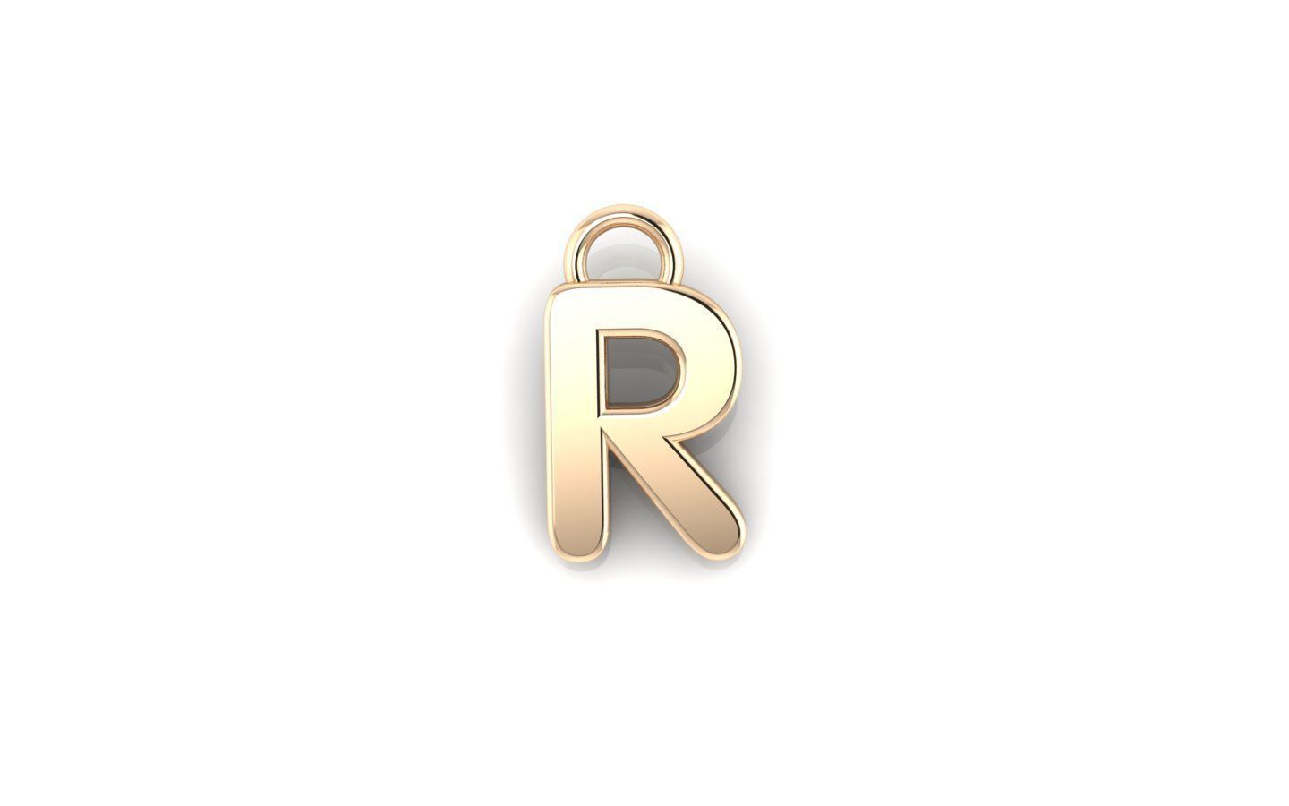 Alphabet letter j charm in gold 3D print model_53