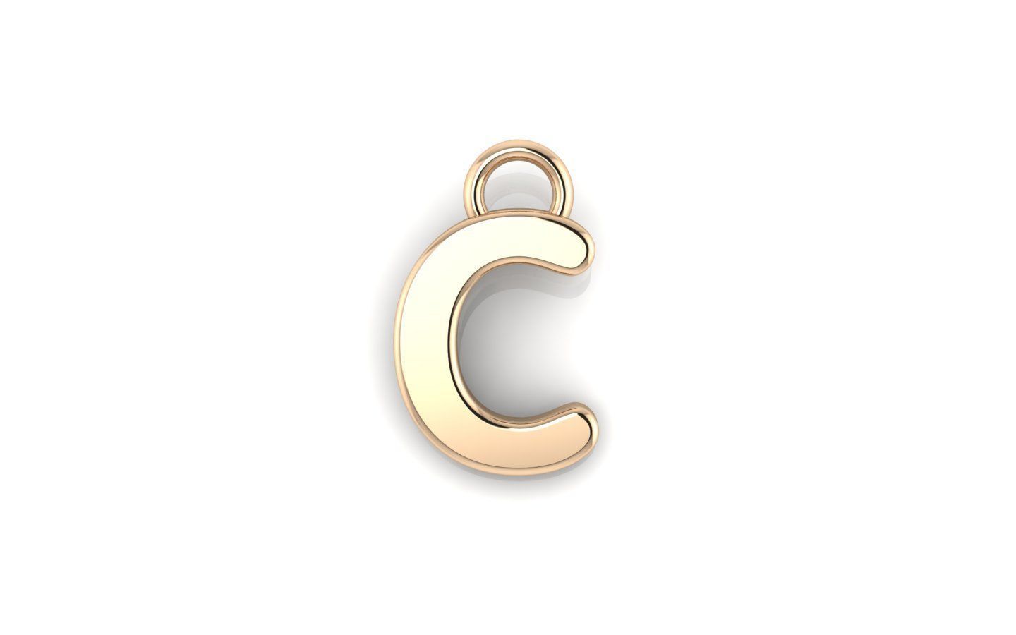 Alphabet letter j charm in gold 3D print model_7