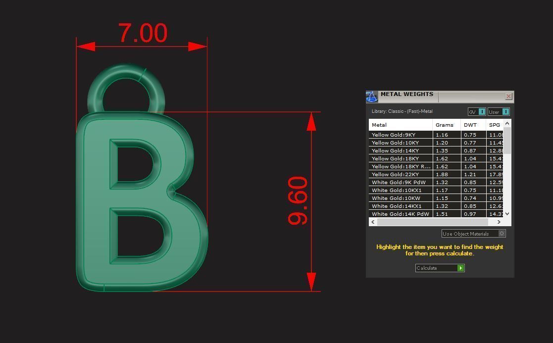 Alphabet letter j charm in gold 3D print model_6