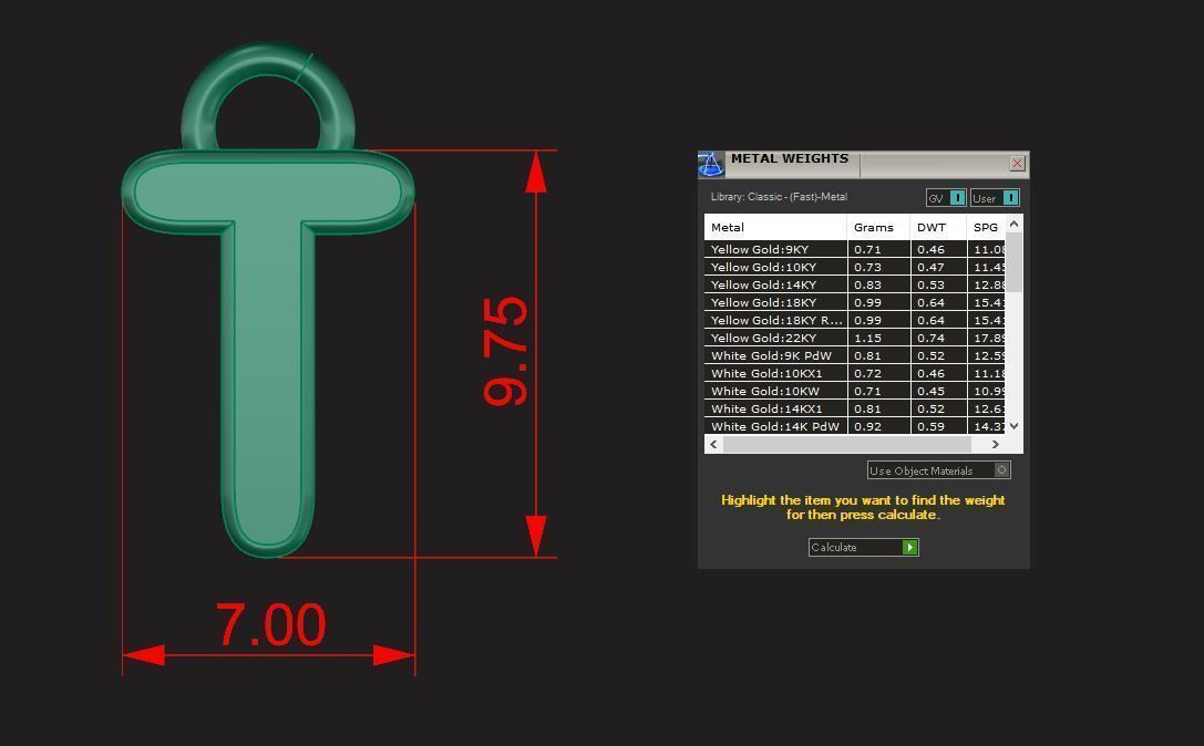 Alphabet letter j charm in gold 3D print model_60