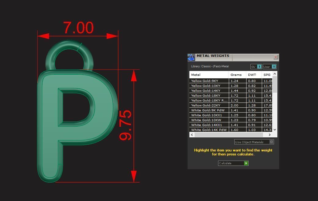 Alphabet letter j charm in gold 3D print model_48