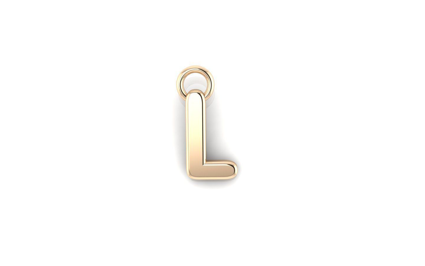 Alphabet letter j charm in gold 3D print model_35