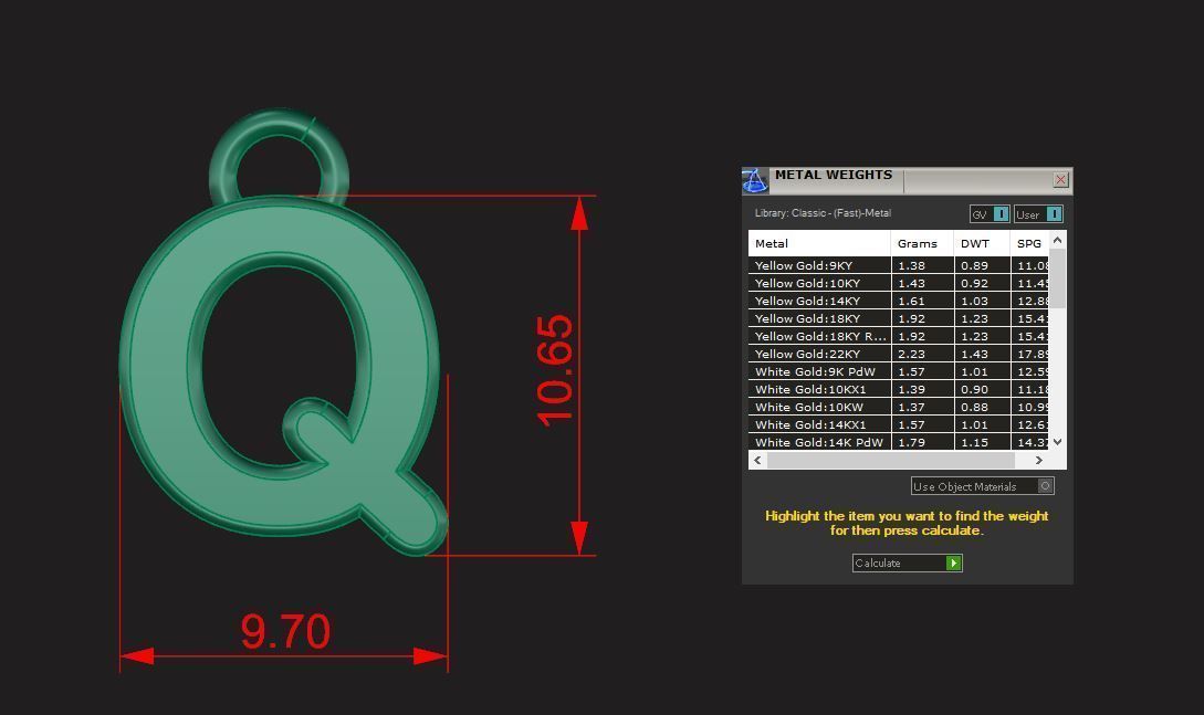 Alphabet letter j charm in gold 3D print model_51