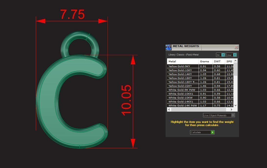Alphabet letter j charm in gold 3D print model_9