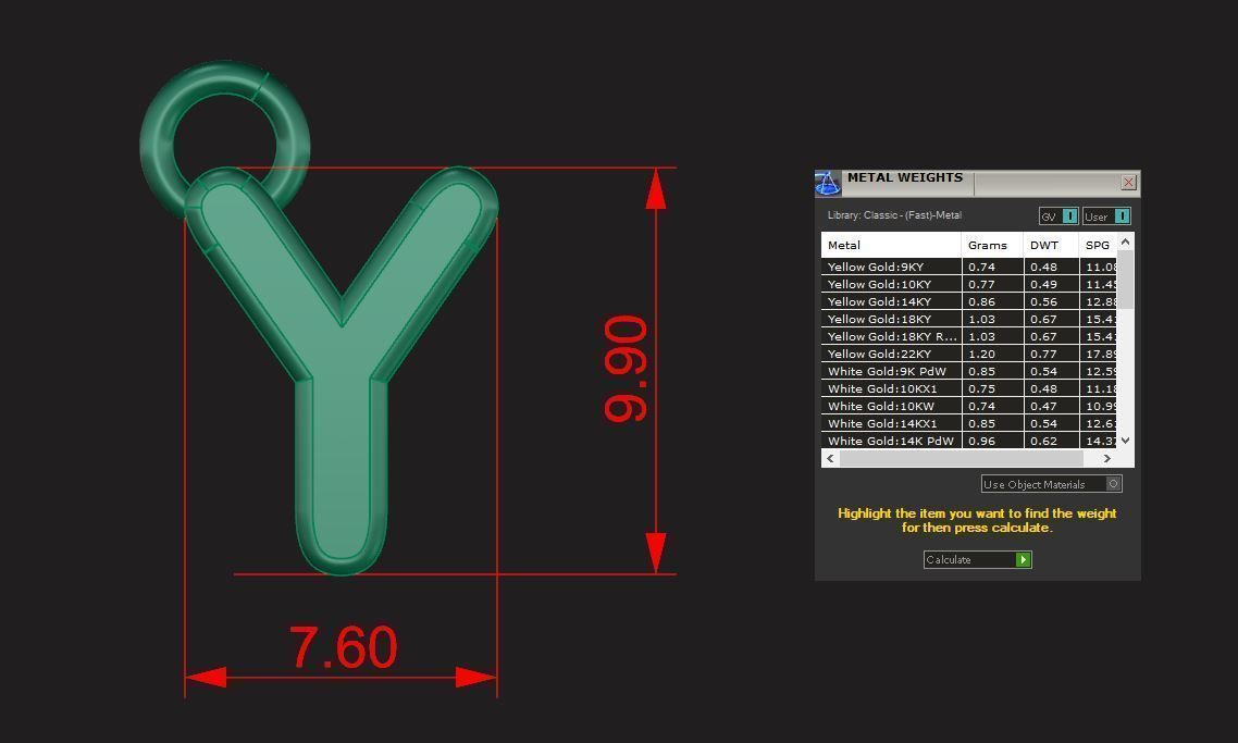 Alphabet letter j charm in gold 3D print model_73