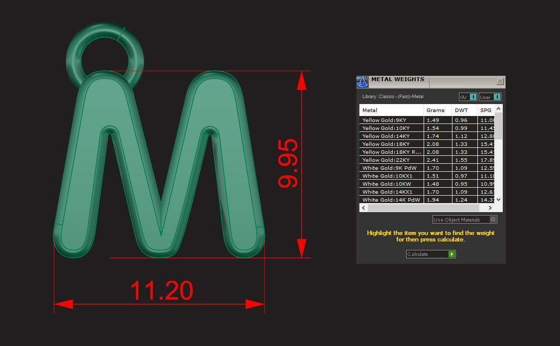 Alphabet letter j charm in gold 3D print model_39
