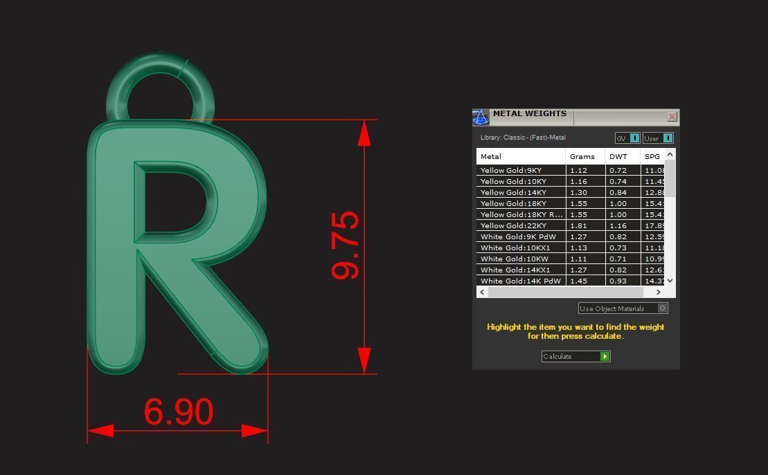 Alphabet letter j charm in gold 3D print model_54
