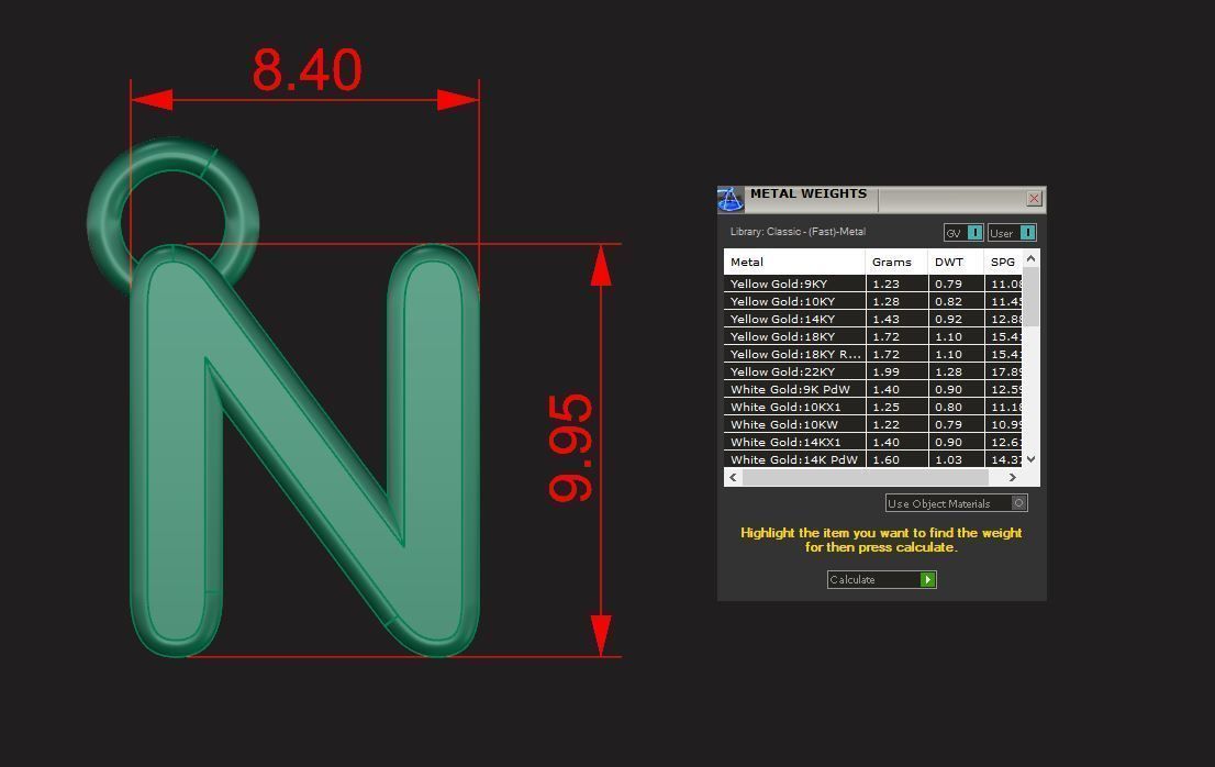 Alphabet letter j charm in gold 3D print model_42
