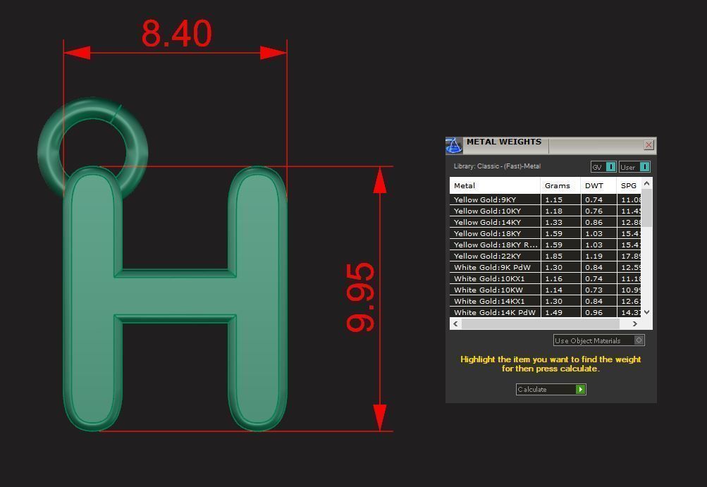Alphabet letter j charm in gold 3D print model_24