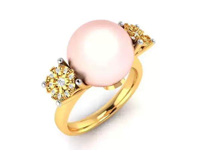 Women Pearl Ring 3dm render detail