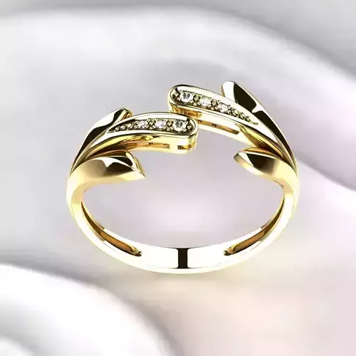 Open Golden Ring with Diamonds