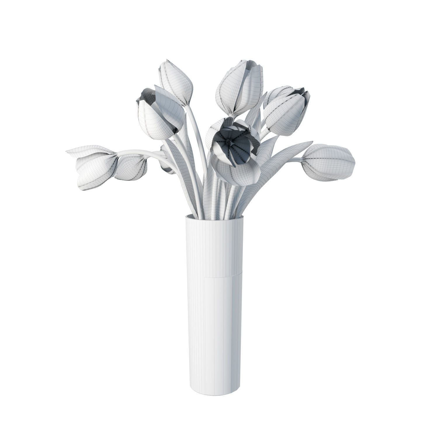 bouquet of tulips 3D model_1