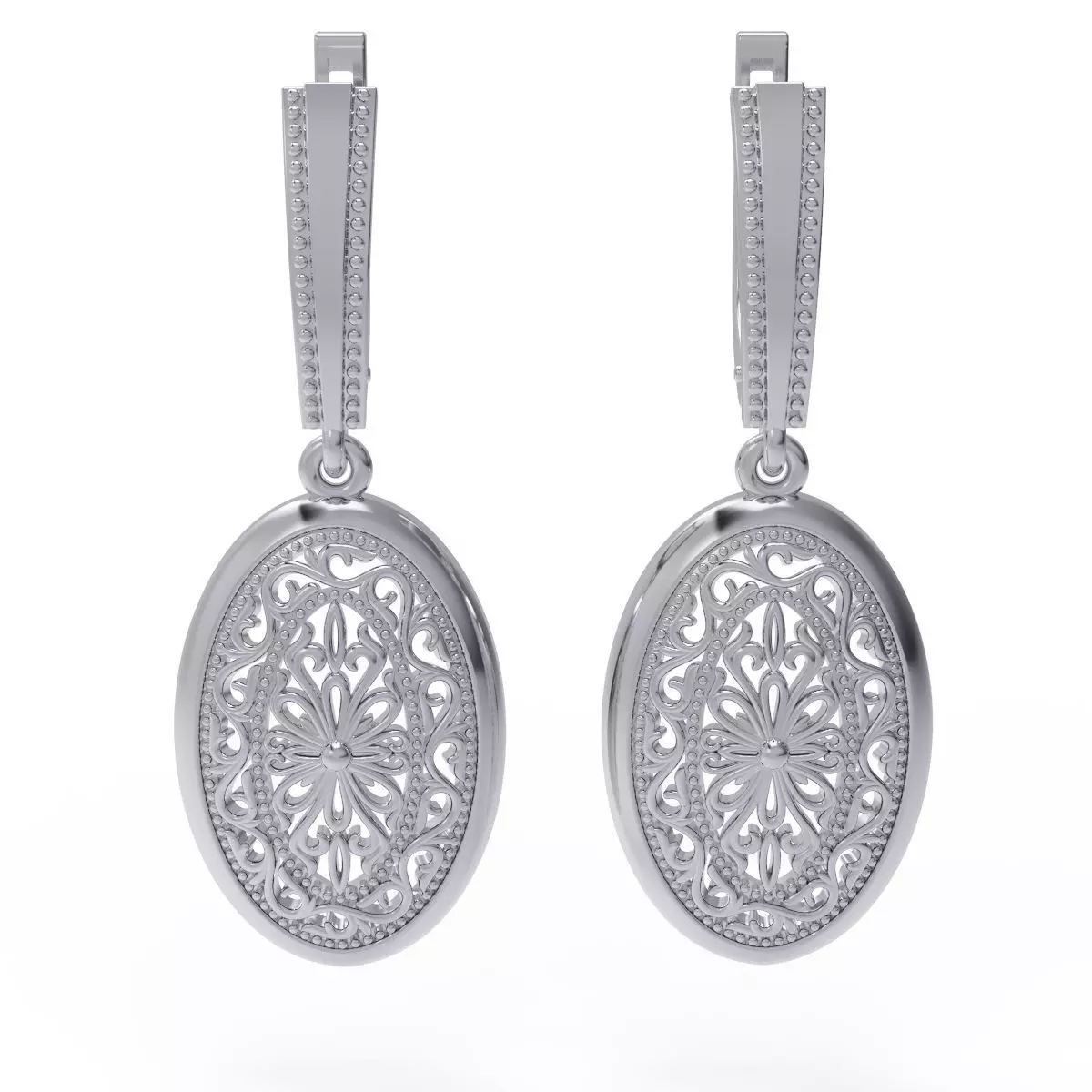 Earrings with ornament 3D print model
