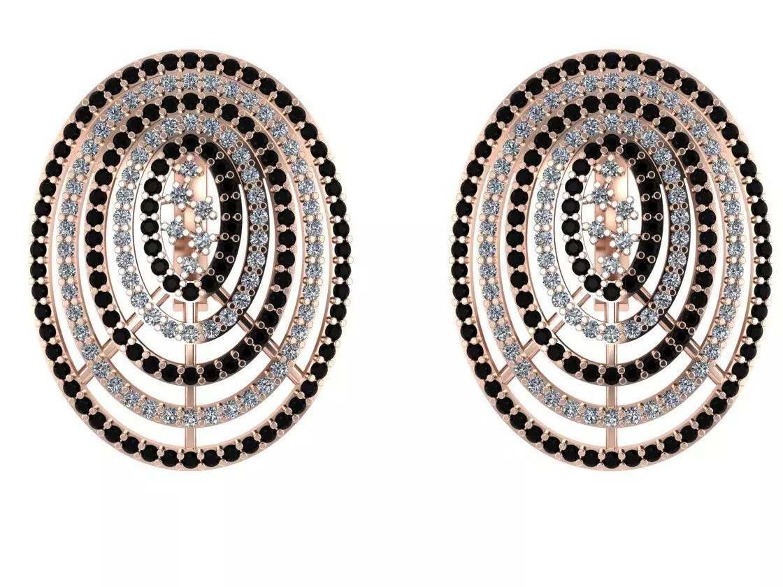 Earrings oval diamond 3D print model