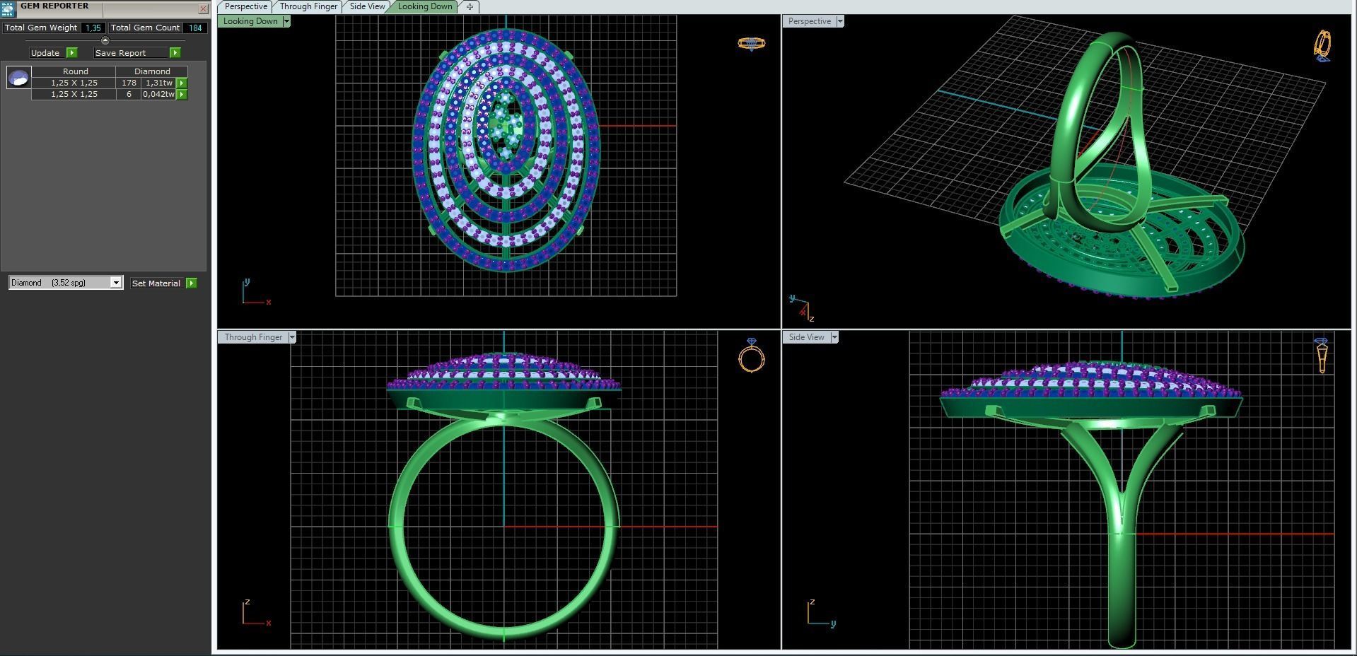Ring oval diamond  3D print model_4